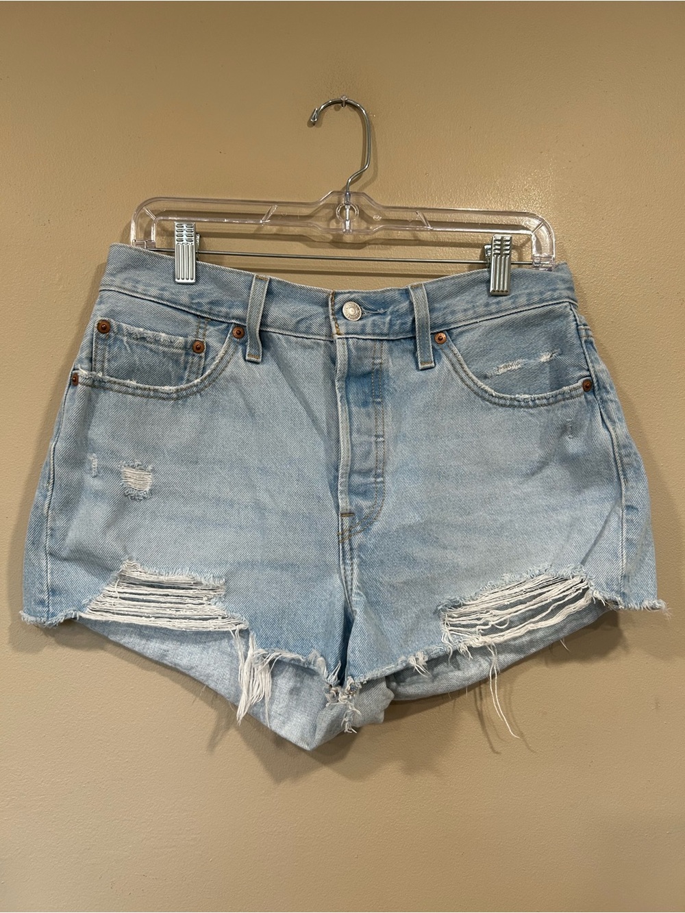 Levi's Light Blue Distressed Cut-Off Jean Shorts Size W29